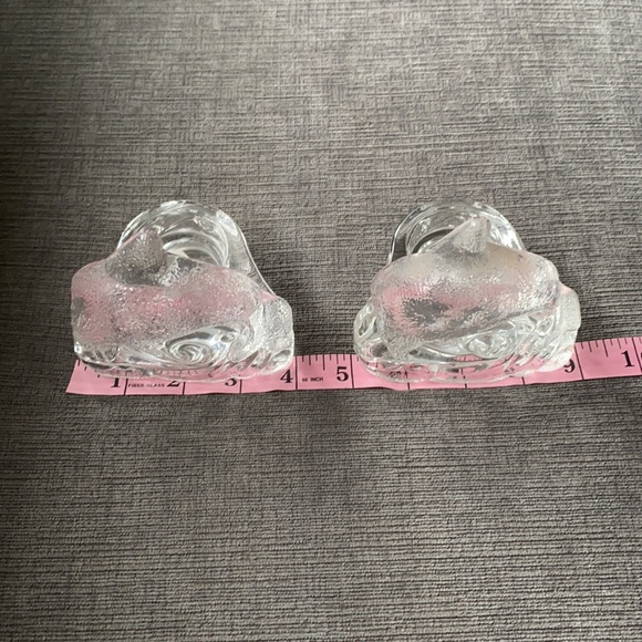 Pair retired PartyLite clear dolphin glass holders - Picture 7 of 9